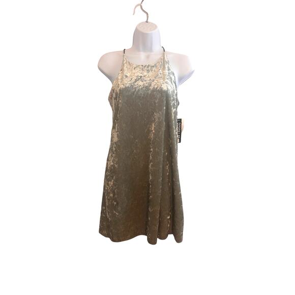 NWT Design Lab Lord & Taylor XS Sage Green Crushed Velvet Slip Dress Lined - Picture 1 of 10